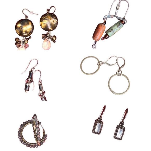 6 Pairs of Pierced ear dangly Earrings - Picture 2 of 10